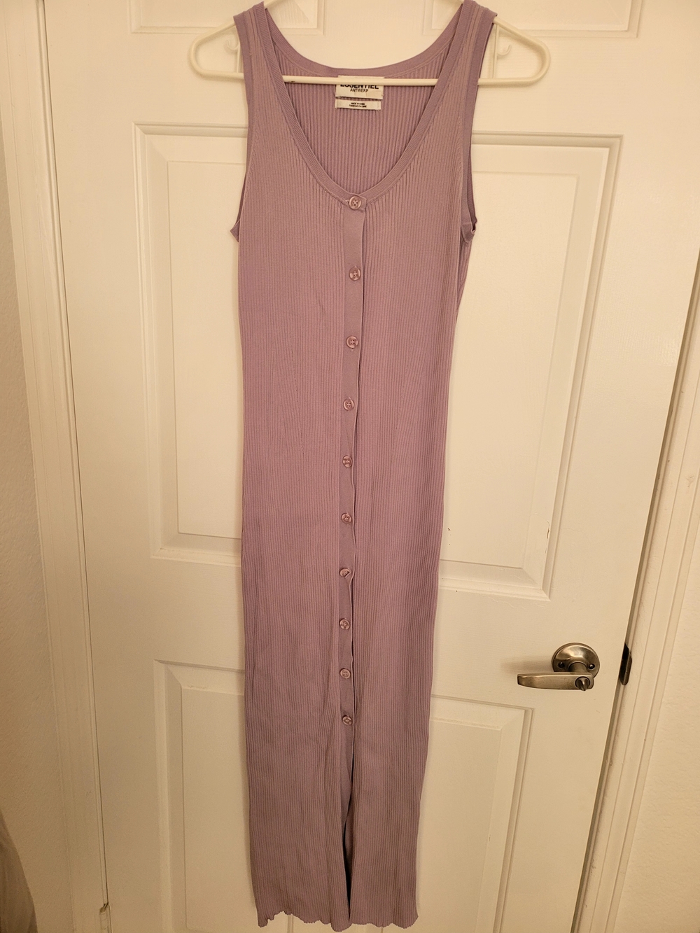 ESSENTIEL, Ribbed Button-Front Maxi Dress in Lavender